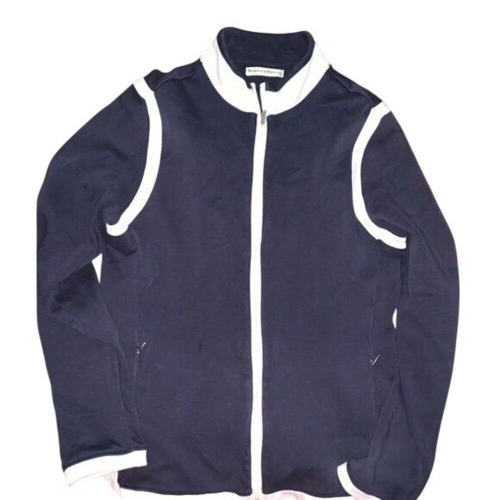 Fairway & Greene Womens Navy & White Full-Zip Jacket M